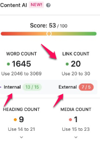 Rank Math Content AI Link Count Suggestion