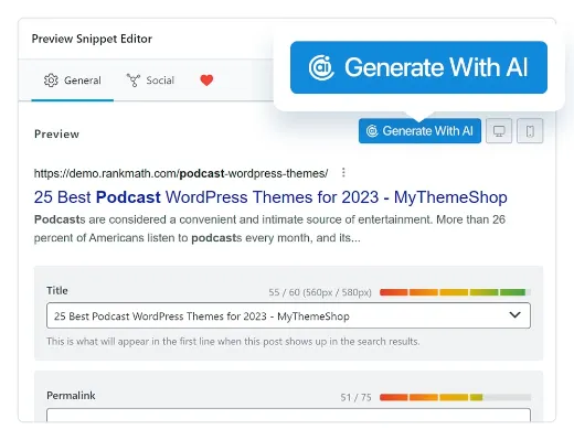Rank Math Content AI Support For Meta Title And Meta Description