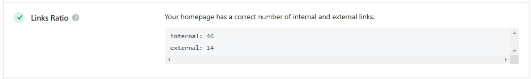 Rank Math SEO Analyzer_Link ratio