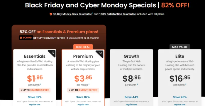 Hostpapa Black Friday Deal Pricing